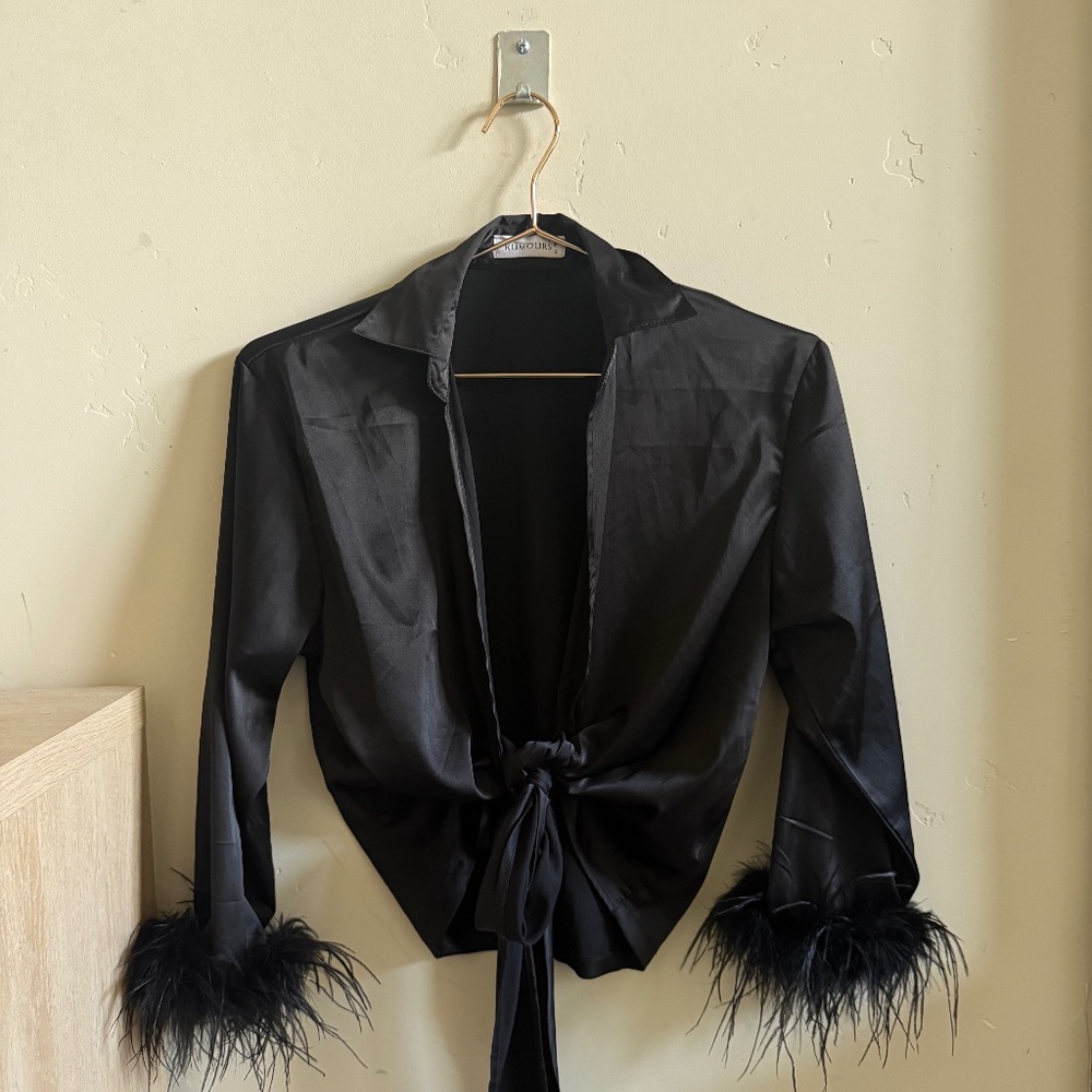 Satin & feather top